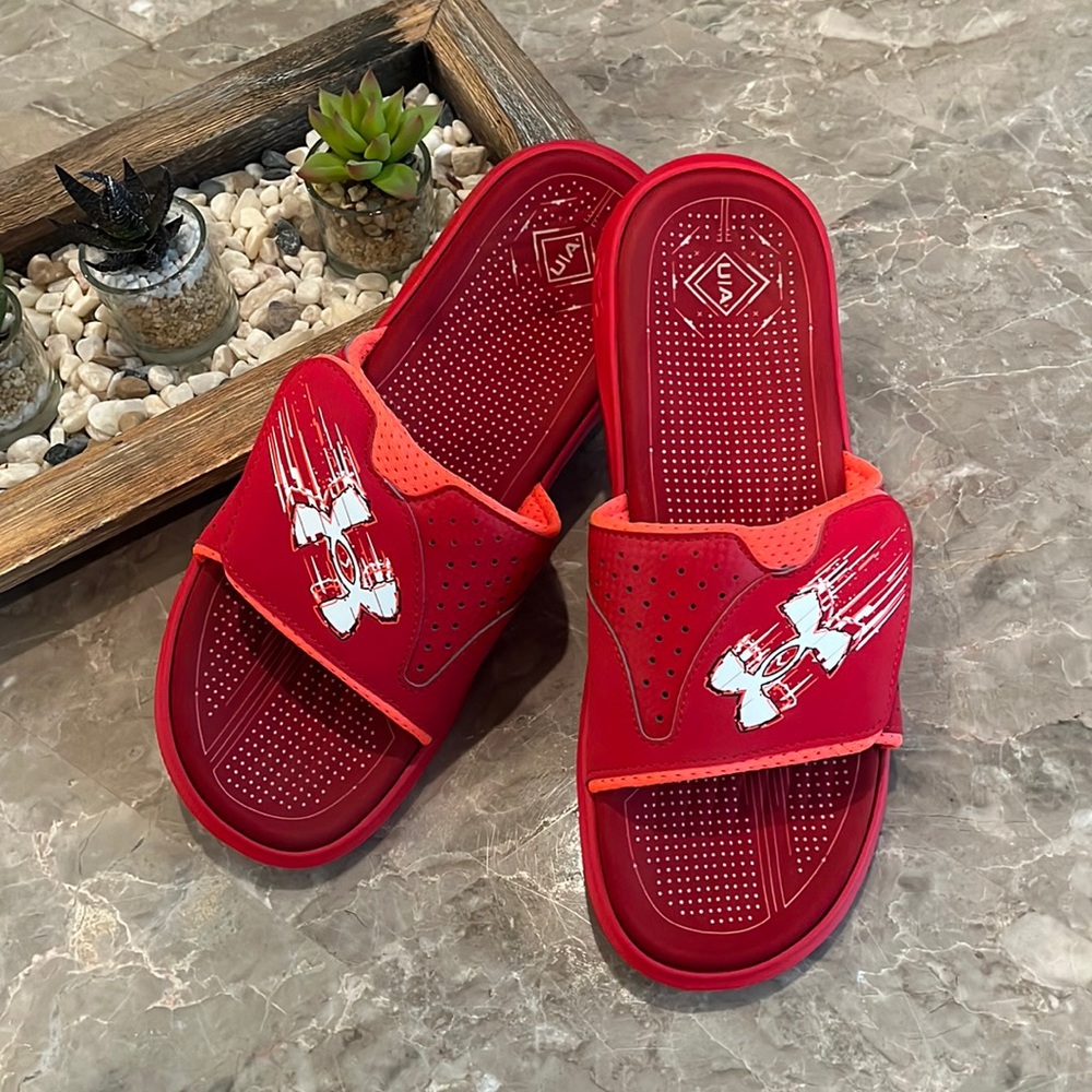 Red slip ons